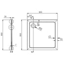 Douchebak 80x80 mineraalmarmer Aqualine Tecmi