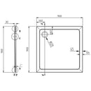 Douchebak 90x90 vierkant mineraalmarmer Aqualine Tecmi