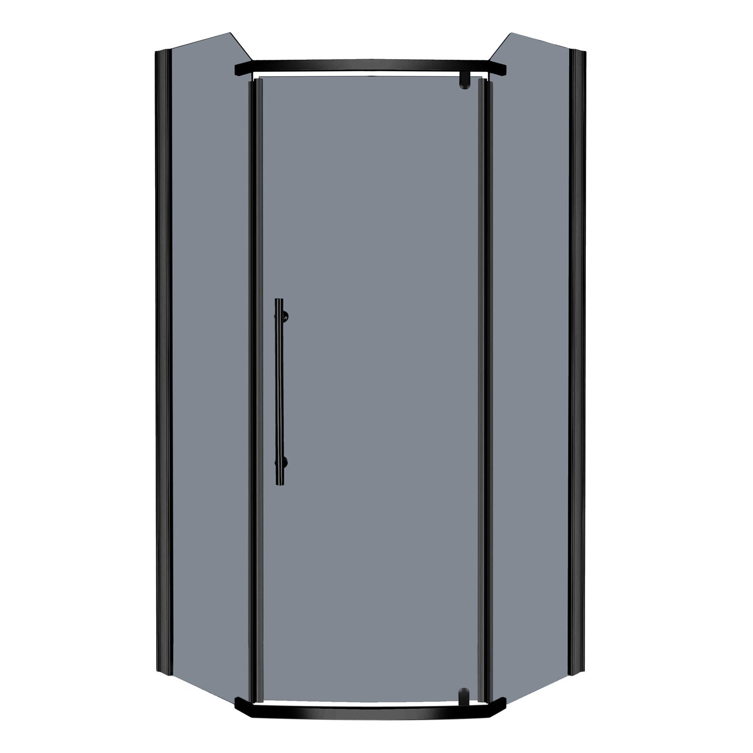 Kerra Prato douchecabine vijfhoek 90x90x190cm mat zwart met grijs antikalk glas