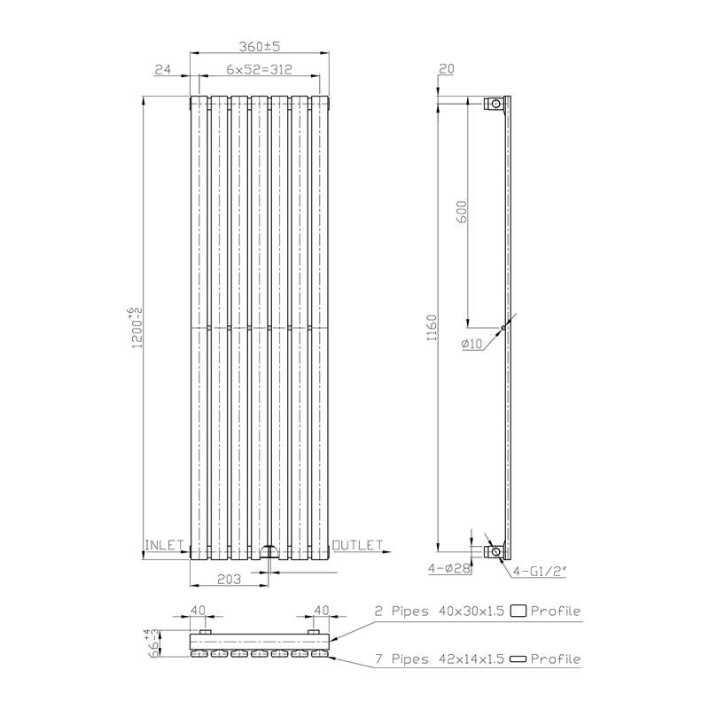 Design radiator Luzi Idella Wit 120x36 cm