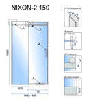 Douchedeur met schuifdeur 8mm veiligheidsglas antikalk chr.