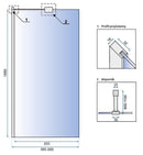 Douchewand helder glas 8mm chroom vlak profiel Rea anti kalk