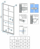 Vouwdeur mat zwart geruit antikalk Rea Molier