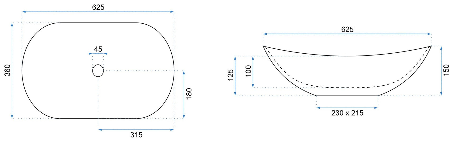 Waskom Royal glans goud 60x36x13