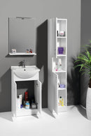 Hoge kolomkast met twee deuren 30x30x180cm Simplex Eco mat wit