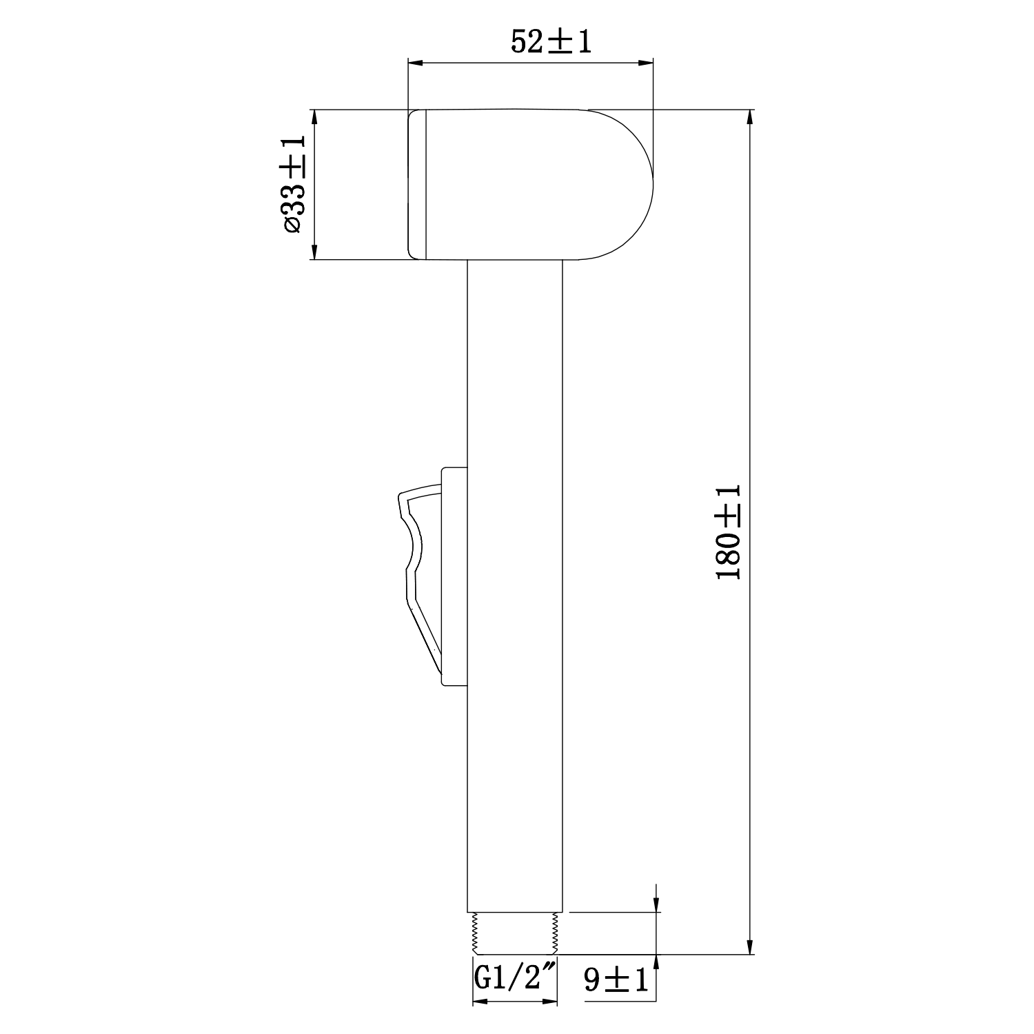 Bidet set inclusief slang en houder chroom