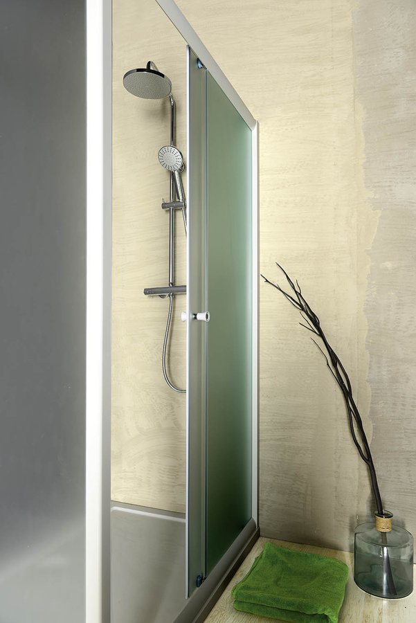 Schuif douche nisdeur Amadeo 110x185cm 5mm matglas wit profiel