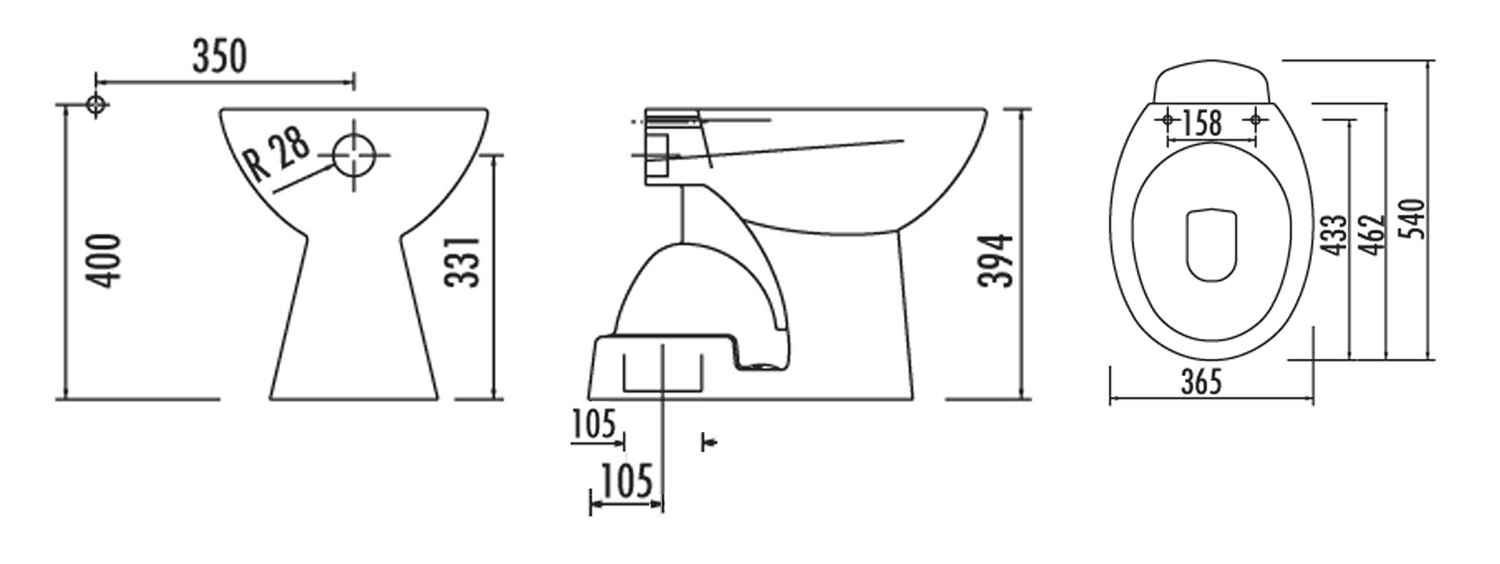 Staand Toilet Keramiek Glans Wit Creavit TP340 AO Aansluiting
