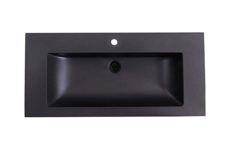 Wastafel 100x47 Quartz zwart met enkele wasbak