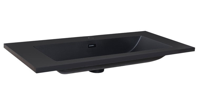 Wastafel 100x47 Quartz zwart met enkele wasbak