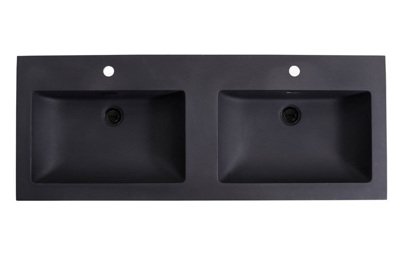 Wastafel 120x47 Quartz zwart met dubbele wasbak