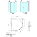 Douchecabine 90x90x200 mat zwart antikalk kwartrond Rechts